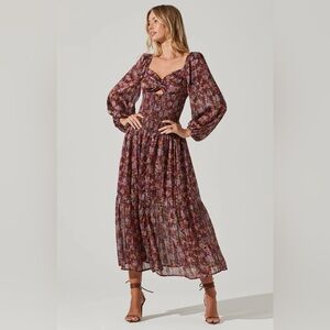 Astr the Label Arlette Floral Sweetheart Long Sleeve Maxi Dress